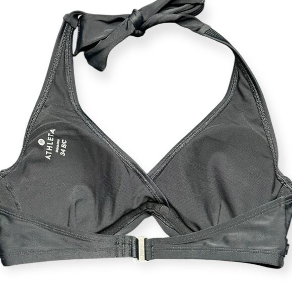 ATHLETA Women’s Black Tara Halter Bra-Sized Twist Bikini Top 34 B/C Style #96486 - Picture 3 of 6
